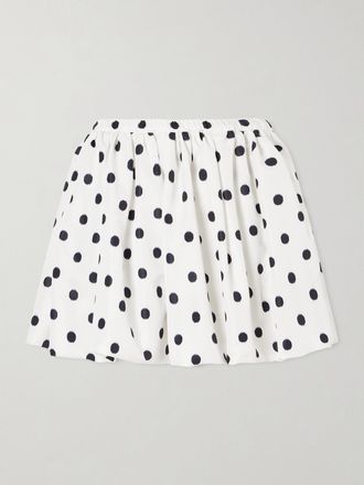 Patou Minigonna In Popeline A Pois Bloomer - Bianco