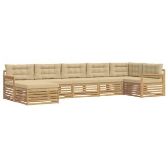 vidaXL Set Di Divani Da Esterno 7 Pz Bianco E Beige Vidaxl