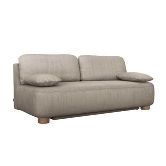 Sweeek Sof&aacute; cama de terciopelo de pana, 3 plazas, pardo