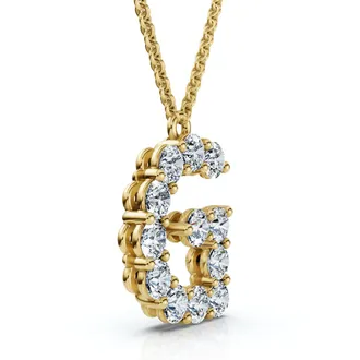 Pompeii3 1Ct Diamond Initial G Pendant 14k Gold 18 Necklace Lab Grown 5/8 Tall