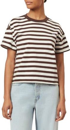 Scotch & Soda Boxy Yarn Dye Stripe T-Shirt in Hot Fudge/sugar Swiz at Nordstrom Rack, Size X-Small