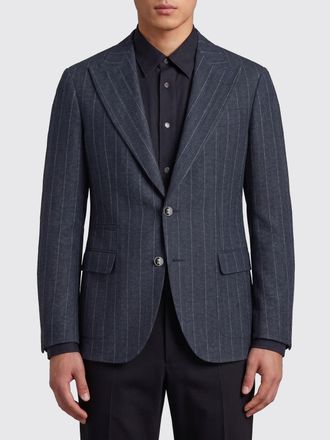 Brunello Cucinelli Giacca monopetto in misto seta a righe