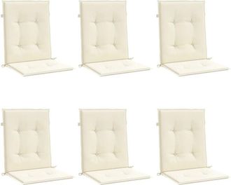 vidaXL Cojín silla jardín respaldo bajo 6 uds tela Oxford crema Vidaxl