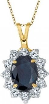 Allurez Lab Blue Sapphire & Lab Diamond Accented Pendant 14k Yellow Gold (1.70ctw)