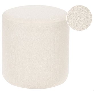 Beliani Beliani - Puf Moderno Redondo Escabel Boucl&eacute; Tela Dormitorio Sala De Estar Reposapi&eacute;s Blanco Moab