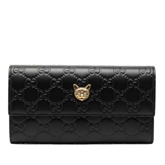 Gucci Guccissima Black Leather Long Wallet (Bi-Fold) (Pre-Owned)