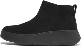 FitFlop F-mode Suede Flatform Zip Ankle Boots All Black