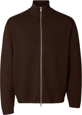 Selected Teller Full Zip Cardigan - Heren - Truien - Bruin - Maat: S Zijde