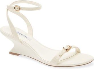 Steve Madden Zaloma Ankle Strap Wedge Sandal in Bone at Nordstrom, Size 9.5