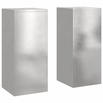 Berkfield Home Outdoor Plant Stands Pillar 2 pcs 24x24x55 cm Stainless Steel in Silver | Size: 24 x 24 x 55 cm