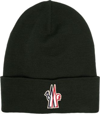 Moncler printed beanie hat - men - Virgin Wool - One Size - Green