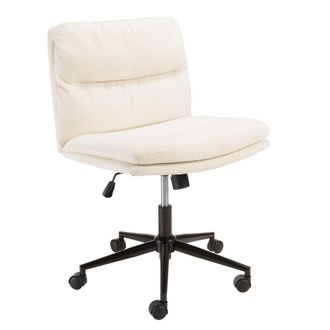 Macabane Silla de oficina con ruedas de tela cruda y respaldo cuadrado