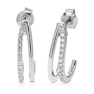 Vir Jewels 1/4 cttw Lab Grown Diamond Hoops Earrings in Sterling Silver With Push Backs For Women