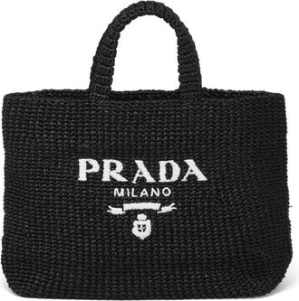 Prada Raffia tote bag - women - Raffia/Straw - OS - Black