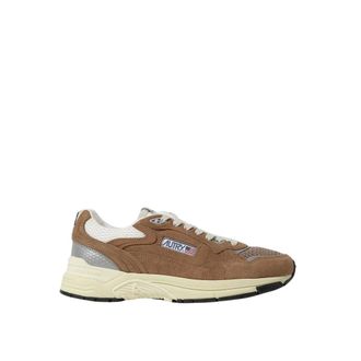 Autry Sneakers, male, Brown, 9 UK, Leather and Fabric Panelled Low-Top Trainers