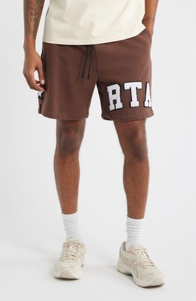 Rta Clyde Cotton Sweat Shorts in Brown Collegiate at Nordstrom, Size Xxx-Large