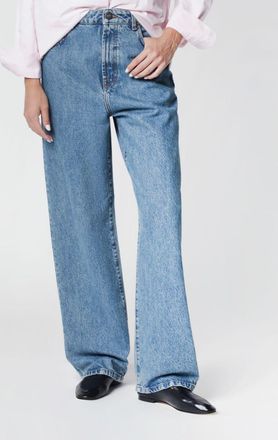 R&oacute;he Jeans wide leg in denim di cotone a vita media con cinque tasche