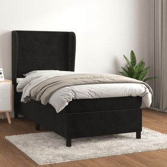 vidaXL Vidaxl - Cama Box Spring Con Colch&oacute;n Terciopelo Negro 90x200 Cm