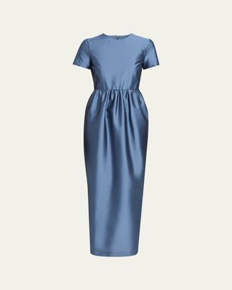 Bernadette Lexi Floral Satin Empire-Waist Column Maxi Dress