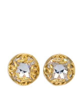 Chanel Orecchini CC con strass anni 90-2000 - Oro