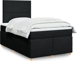 vidaXL Cama Box Spring Con Colch&oacute;n Tela Negro 120x200 Cm Vidaxl
