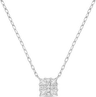 Bony Levy Mika 18K White Gold Diamond Square Pendant Necklace in 18Kw at Nordstrom Rack