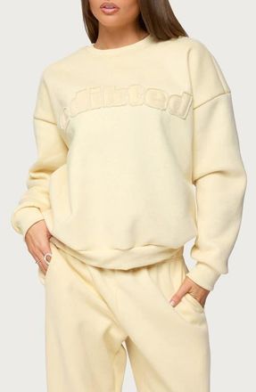 Edikted Jaylie Logo Sweatshirt in Light-Yellow at Nordstrom, Size X-Large