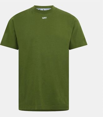 Off-white Mens Regular Fit Lettering Short Sleeve T-Shirt - Green - Size: 36