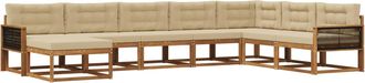 vidaXL Conjunto De Sof&aacute;s De Exterior 8 Uds. Natural Y Beige Vidaxl