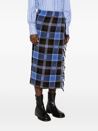 Guest In Residence Tartan Wool-Cashmere Skirt - Navy