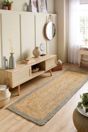Origin Store Jute Border Sage Green in Light Green | Size: 160 cm x 230 cm