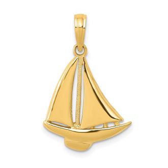 Diamond2Deal 14k Yellow Gold Sailboat Pendant