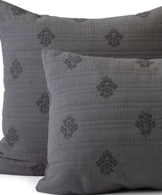 Lands End Embroidered Matelasse Pillow Sham in Ultimate Gray Medallion Floral at Nordstrom, Size Standard