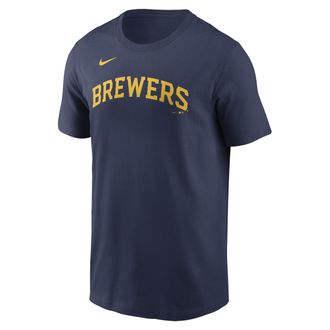 Nike Jackson Chourio Milwaukee Brewers Fuse Nike Mens MLB T-Shirt in Blue | N19944BMZ9-CBG