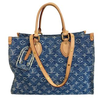 Louis Vuitton Blue Monogram Denim Leather Shoulder Bag Tote Bag (Pre-Owned)