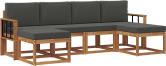 vidaXL Conjunto De Sof&aacute;s De Exterior 6 Uds. Natural Y Antracita Vidaxl