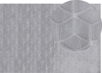 Beliani Alfombra Gris 160 X 230 Cm Poli&eacute;ster Piel Sint&eacute;tica De Conejo Pelo Largo Thatta