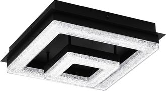 Loops Flush Ceiling Light Colour Black Shade Black Clear Plastic Crystal Bulb LED 12W