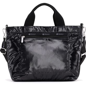 LeSportsac Small Convertible Zip Top Tote Bag in Black Shine at Nordstrom Rack