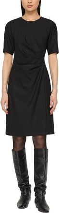 Lafayette 148 New York Short Sleeve Pleated Waist Wool-Blend Dress