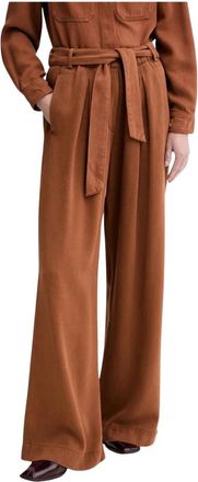 Sessun Wijde broek - Dames - Wijde Broeken - Bruin - L - Broeken