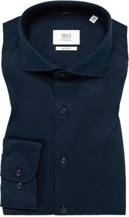 Eterna Jersey Slim Fit Dress Shirt in Navy at Nordstrom, Size 16.5 - L