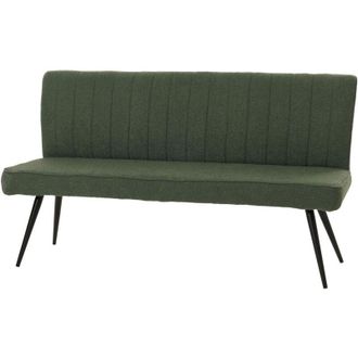 Hhg Non utilizzato] Panca HHG 195, panca per sala da pranzo imbottita, schienale stoffa/tessuto boucl&egrave; metallo 160cm, verde