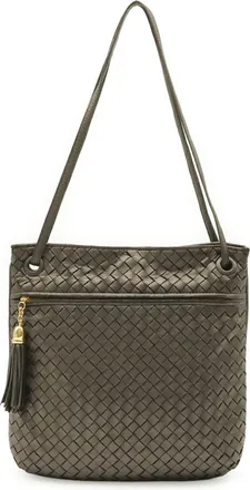 Bottega Veneta Metallic Gray Intrecciato Shoulder Bag Tote Bag (Pre-Owned)