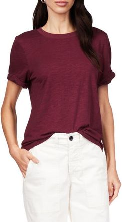 Sanctuary Perfect Roll Sleeve Cotton T-Shirt in Night Berry at Nordstrom, Size Small