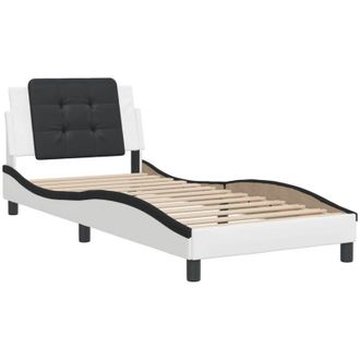 vidaXL Vidaxl - Bed Frame without Mattress Zadar White and Black 90x190 cm Single Faux Leather