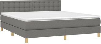 vidaXL Vidaxl - Cama Box Spring Con Colch&oacute;n Y Led Tela Gris Oscuro 160x200 Cm
