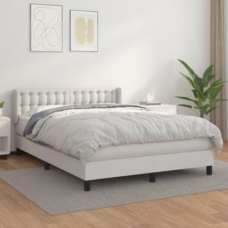 vidaXL Vidaxl - Cama Box Spring Con Colch&oacute;n Cuero Sint&eacute;tico Blanco 140x200cm