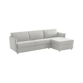 Dmora Sof&aacute; Cama Con Pen&iacute;nsula Pina, Sof&aacute; Esquinero Convertible Para Sal&oacute;n, Acolchado, Desenfundable, 100% Made In Italy, 260x160 H90 Cm, Gris Claro - Dmora
