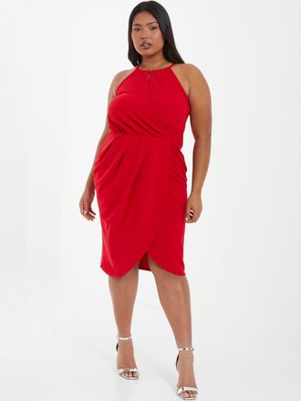 Quiz Womens Plus Size High Neck Wrap Dress